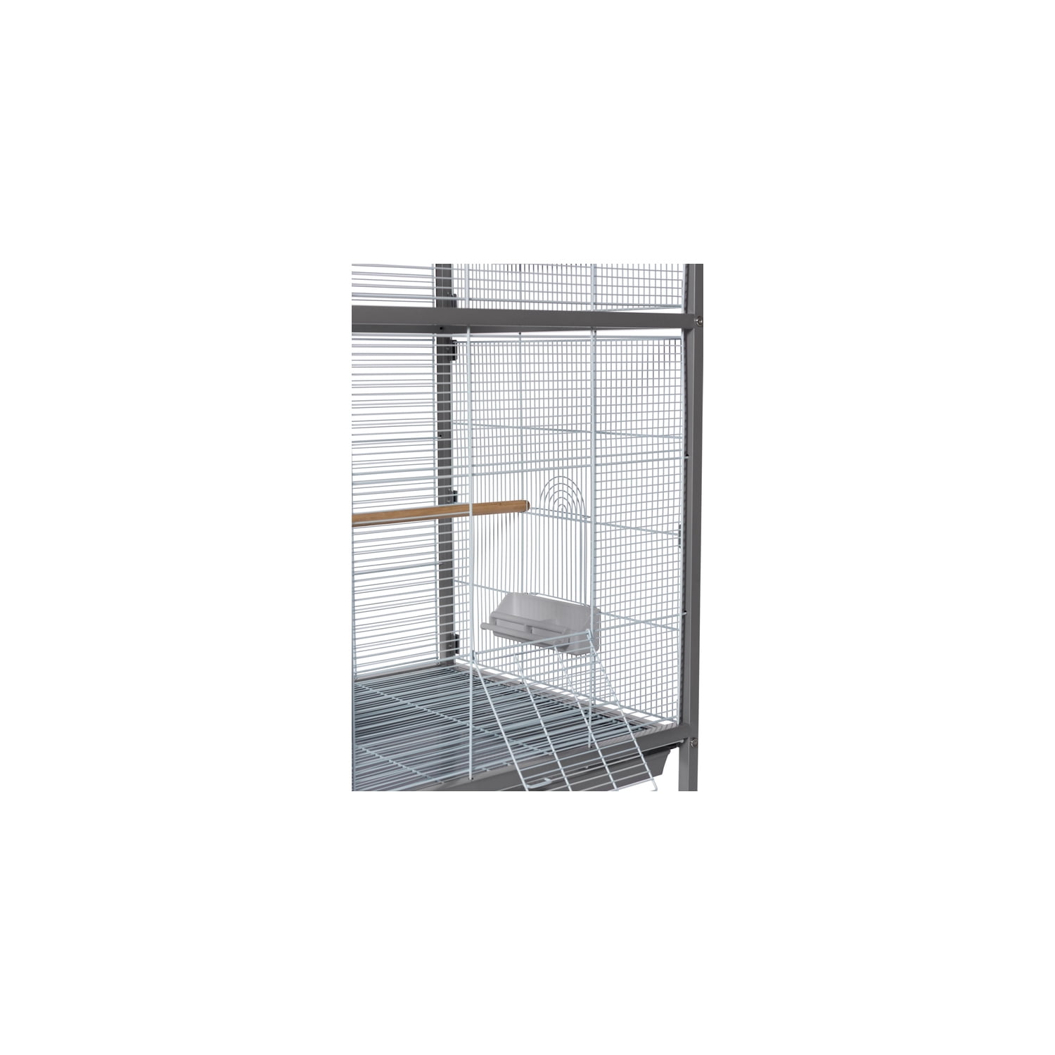 HomeStock Renaissance Romance Charming Bird Cage with Elegant Design, Intricate Details, and Spacious Interior for Birds-Color:Gray,Size:23.63"L x 23.5"W x 65.5"H