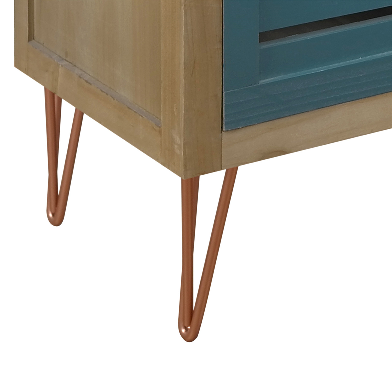 Kepooman Wooden Nightstand with Two Drawer and Metal Feet, Modern Style Bedside Table, Natural Kepooman Wooden Nightstand with Two Drawer and Metal Feet, Modern Style Bedside Table, Natural