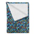 thumbnail image 2 of Psychedelic Soft Flannel Fleece Throw Blanket, Graffiti Art Lines Lips and Hearts with Arrows Love Inscription Teen Romance, Cozy Plush for Indoor and Outdoor Use, 70" x 90", Multicolor, by Ambesonne, 2 of 5