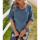 thumbnail image 2 of Camiseta de Mujer Color Puro Manga Media Cuello en V Azul Claro S, 2 of 6