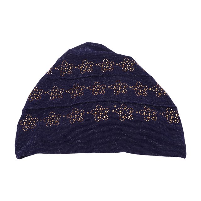 Turbante para la cabeza, material de encaje fácil de usar, práctico y práctico sombrero para el pelo de doble capa para uso diario, azul oscuro