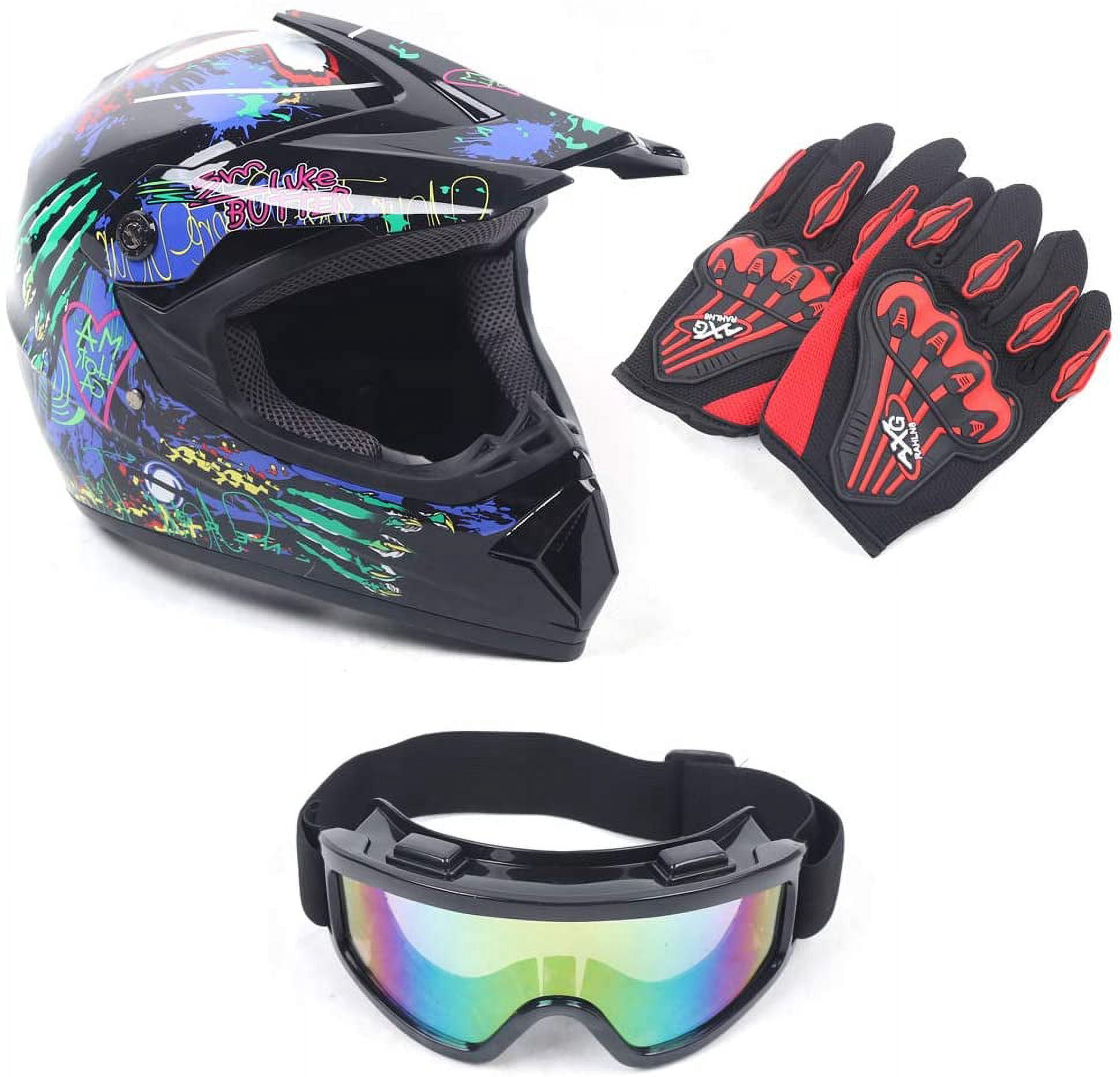 WUZSTAR Youth Adult Off Road Unisex Racing Safety Motorcycle Helmet Multi-Color Riding Helmet,M Size