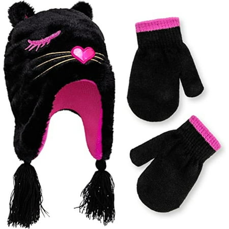 

Addie & Tate Kids Winter Hat and Winter Gloves for Boy & Girls - Black Cat
