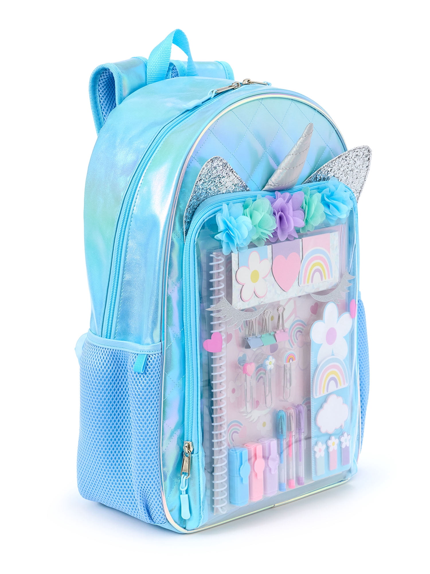 Schoolyard Vibes 17" Kids Unicorn Backpack with Stationary Set