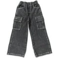 thumbnail image 5 of TEAJOPSUU Boys Girls Cargo Baggy Jeans Elastic Waist Wide Leg Jeans Casual Denim Pants with Pockets Kids Jeans for 2-12 Years Black, 5 of 8