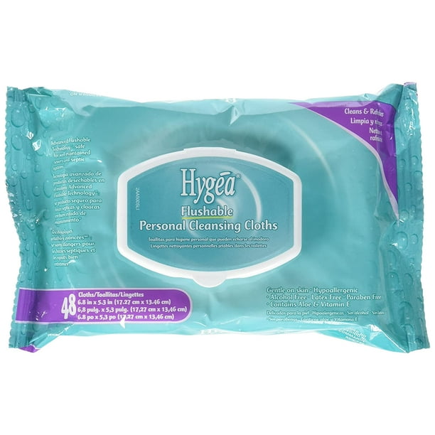 PDI Hygea Flushable Personal Wipe Cleansing Cloth, 5 X 7 Inch Pack of 48