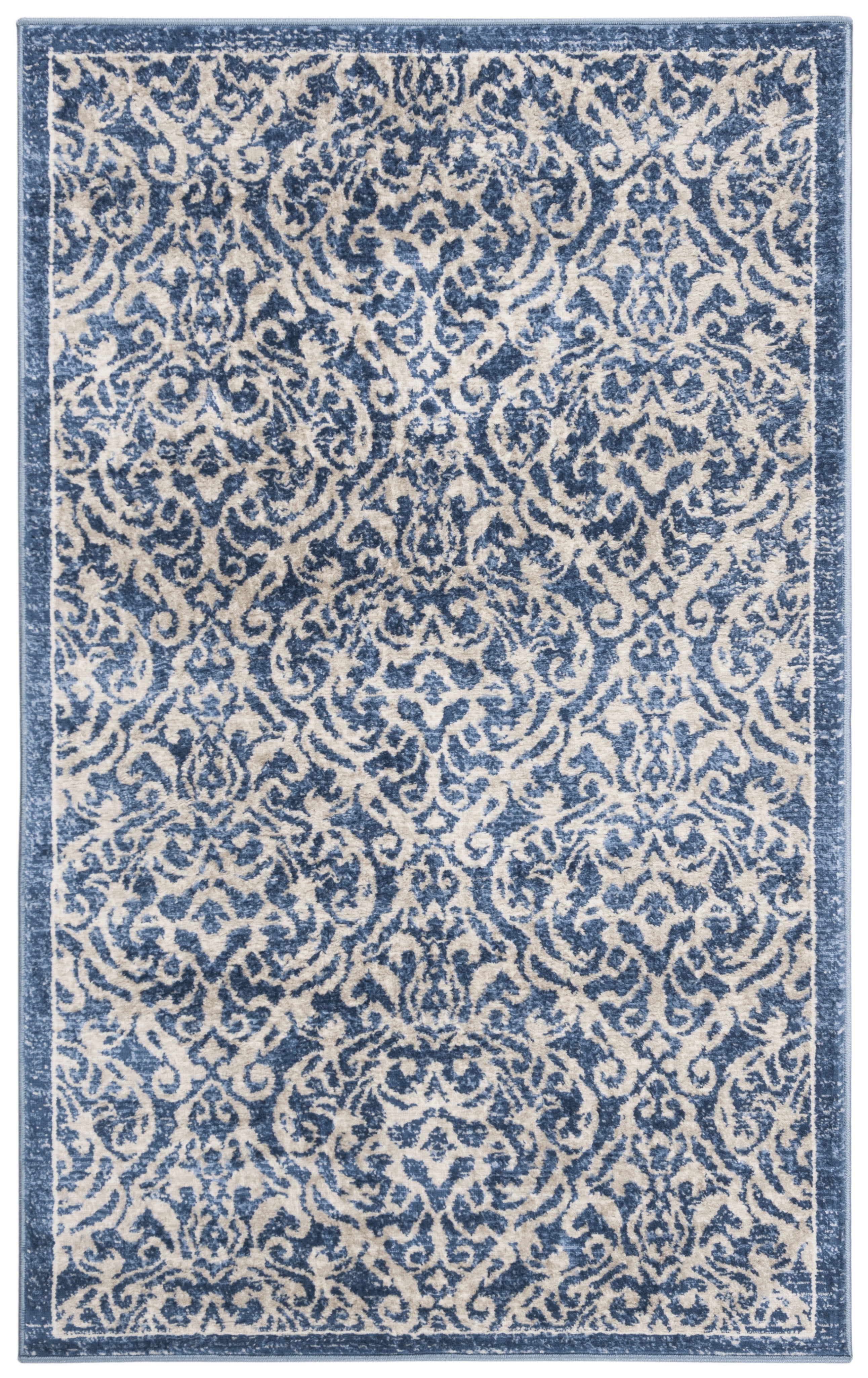 SAFAVIEH Brentwood Dilara Damask Area Rug, 4' x 6', Navy/Cream