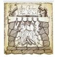 thumbnail image 3 of Fireplace Shower Curtain, Hand Drawn Sketchy Design Merry Christmas and Happy New Year with Stockings, Fabric Bathroom Set with Hooks, 69W X 84L Inches Extra Long, Beige Dark Taupe, by Ambesonne, 3 of 3
