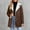 Brown, variant on Women Jacket Coat Fall Winter Retro Solid Color Suede Composite Button Thicked Long Loose Cardigan Overcoat Long Sleeve Tops with Pockets Black S