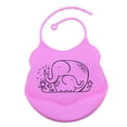 thumbnail image 4 of Los Baberos Impermeables Bebé Niño Silicón con Enrollan para Arriba Limpian Elephant_Rose Red perfecl Baberos para niños pequeños para comer, 4 of 7