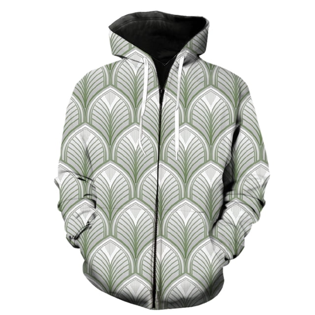 Sudadera con capucha y cremallera para hombre con estampado geométrico abstracto, chaquetas geniales con capucha, estampado 3D, estilo Harajuku, unisex, hip hop, divertidas, para adolescentes.