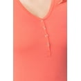 thumbnail image 3 of Saronite Basics V Neck Short Sleeve Henley Knit Shirt Top, Deep Coral (Women's), 3 of 4
