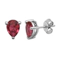 thumbnail image 3 of 925 Sterling Silver Red Hydro Gemstone Art Deco Tiny Stud Valentines Day Gifts Engagement Earrings, 3 of 4