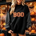 thumbnail image 2 of IAJDKMEK Womens Sweatshirt Halloween Print Top — Round Neck Loose Long Sleeve, Fall Tops for Women Festive Pullover,Black L, 2 of 6