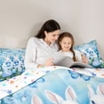 thumbnail image 4 of Erosebridal Boys Girls Easter Rabbits Eggs Queen Comforter Set 3pcs,Blue Flowers Bowtie Bedding Comforter Set For Kids,Microfiber Bedroom Decor, 4 of 7