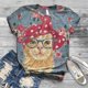 thumbnail image 1 of Pntutb Camiseta de manga corta suelta de una pieza con estampado de gato lindo y sexy para mujer Pntutb Pntutb-3795, 1 of 9