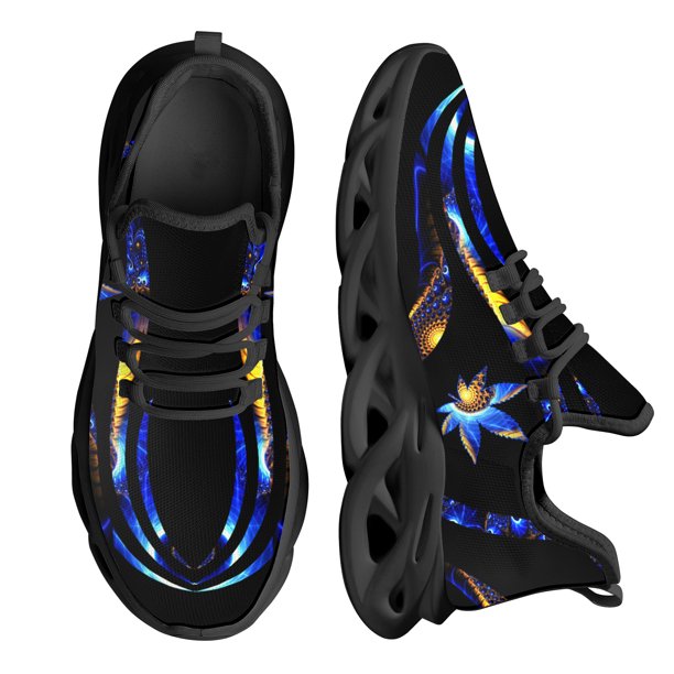 Zapatillas de deporte con cordones de estilo moderno con estampado de hojas de marihuana en degradado para mujer, zapatos planos transpirables e informales