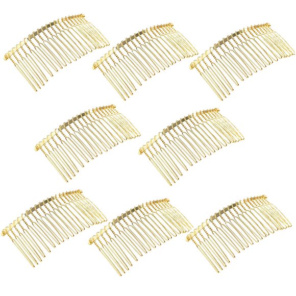 8 peines laterales de metal con 20 dientes de alambre de metal torcido para velo de novia, peine minimalista, accesorios para el cabello para mujeres y niñas, color dorado