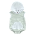 thumbnail image 1 of Bagilaanoe Newborn Baby Girl Boy Rompers Striped Print Short Sleeve Hooded Bodysuits 3M 6M 12M 18M Infant Casual One Piece Short Jumpsuit, 1 of 7