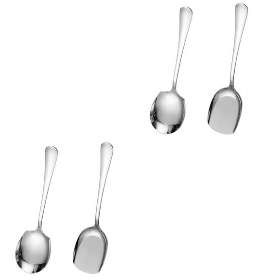 2 Sets of Large Stainless Steel Cutlery Spoons, Coffee and Soup Shovel Shape, Portion Control Serving Utensils