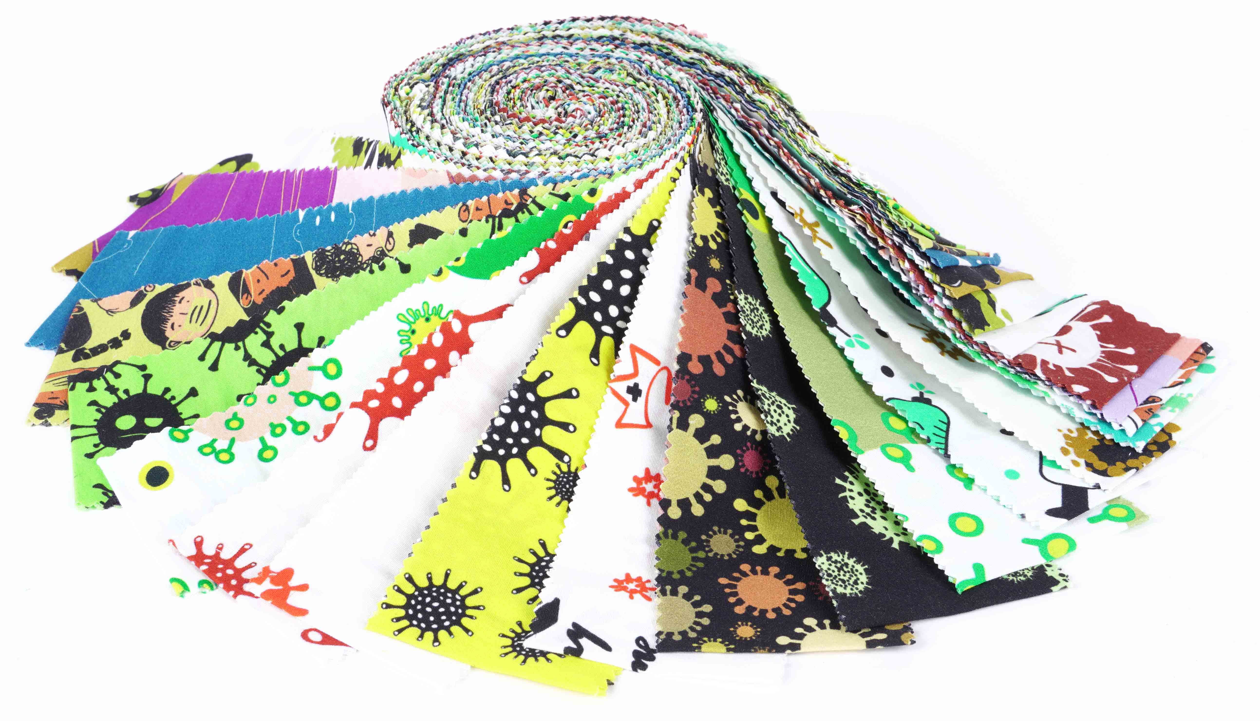 Soimoi 40Pcs Stay Home Pandemic Print Cotton Precut Fabrics For Quilting Craft Strips 2.5 inches Jelly Roll - Multicolor