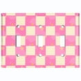 thumbnail image 2 of Metal Light Switch Wall Plate Outlet Cover (Pink White Toy Chest Box Check Pattern - Triple Toggle), 2 of 2