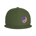 thumbnail image 2 of DouZhe Flat Brim Cap Snapback Hat, Yang Yin America Flag Prints Adjustable Green Adult Baseball Cap, 2 of 7