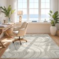 thumbnail image 3 of Design&I 9'x12' Washable Area Rug Beige Minimalist Cream Swirling Motif Abstract Neutral Tones for Master Suite, Under Bed, Sleek Flatweave Pet Friendly, 3 of 7