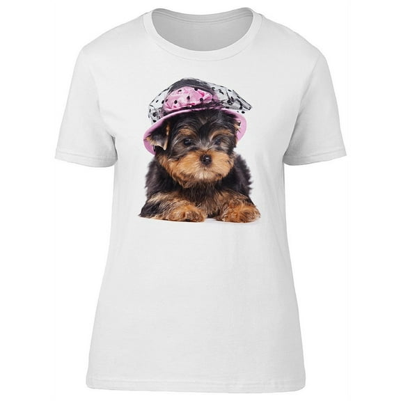 Cute Classy Yorkie Puppy T-Shirt Women -Image by Shutterstock, Female Large