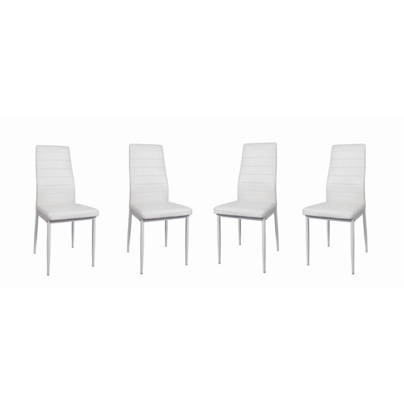 K-Living Nash White PU Upholstered Chairs with Sturdy Metal Legs (4 Chairs Per Box)