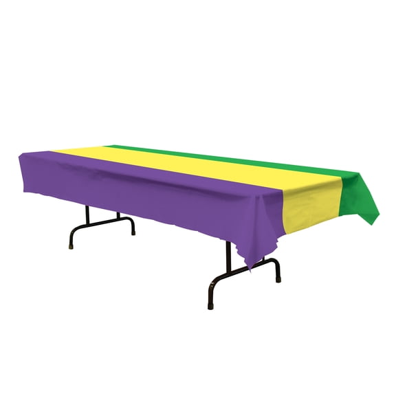 Mardi Gras Party Tableware /yellow,green,purple / (1/Pkg) 54"x108"
