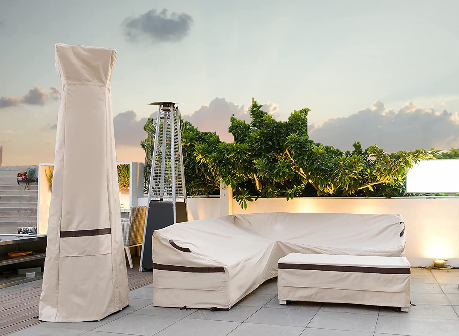 L Shaped Sectional Sofa 85''L x 106''L x 34''D x 31''/26''H Cover Waterproof Patio Furniture Cover Sectional Couch Cover Left-Facing Windproof, Waterproof, UV-Resistant
