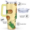 thumbnail image 3 of 40oz Tropical Pineapple Pattern Stainless Steel Flip Straw Tumbler Spill Proof Travel Cup Double Wall Vacuum Insulated Coffee Mug with Top Handle, 3 of 6
