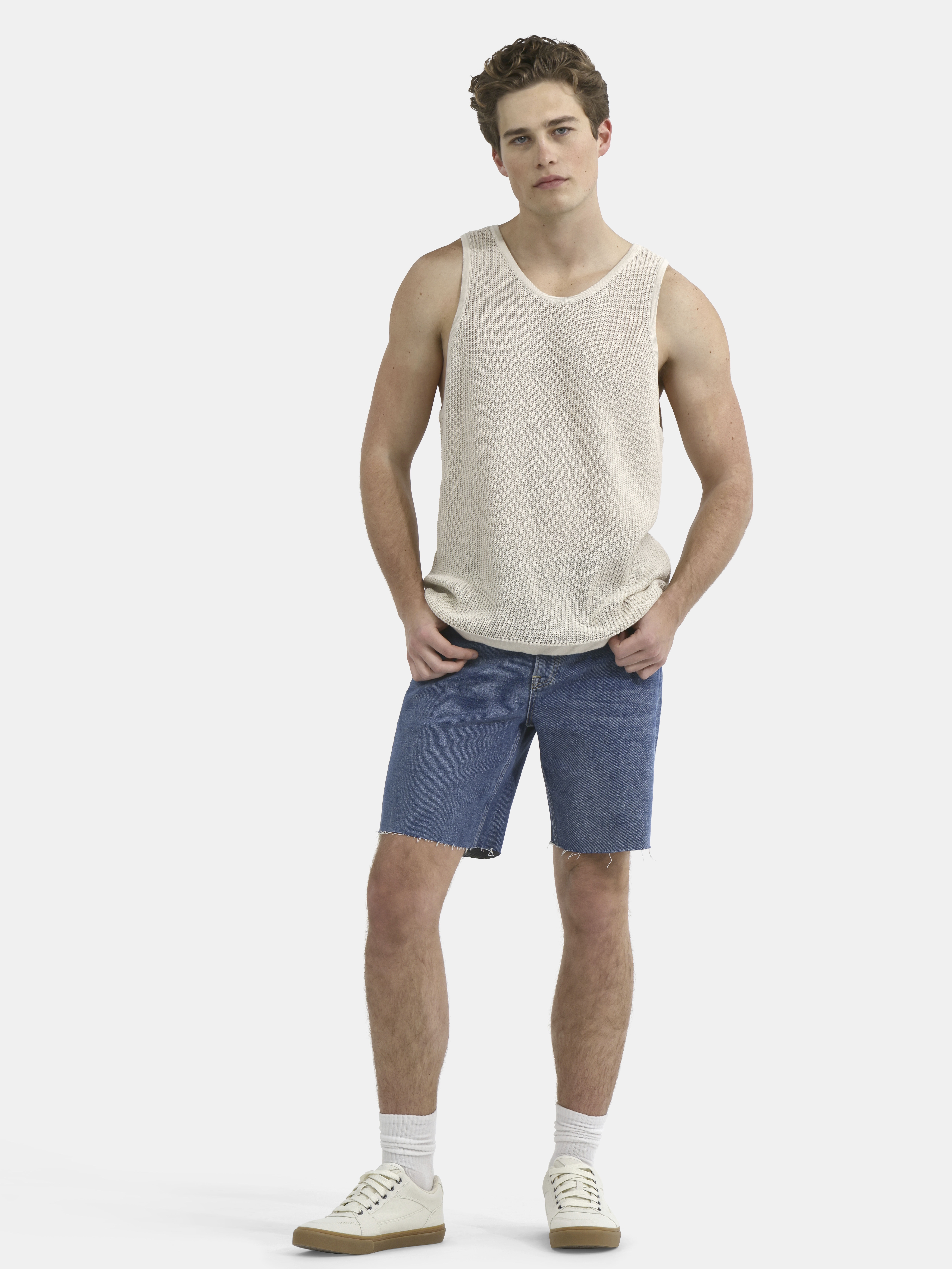 No Boundaries Mesh Stitch Sweater Tank Top, Men's and Big Men's