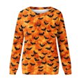thumbnail image 6 of SETOOFF Womens Loose Fit Long Sleeve Shirts, Crew Neck Halloween Pumpkin Bat Spider Print Pullover Sweatshirt Lightweight Tunic Tops Holiday Party Apparel for Dressy Casual Dailywear Fashion, 6 of 6