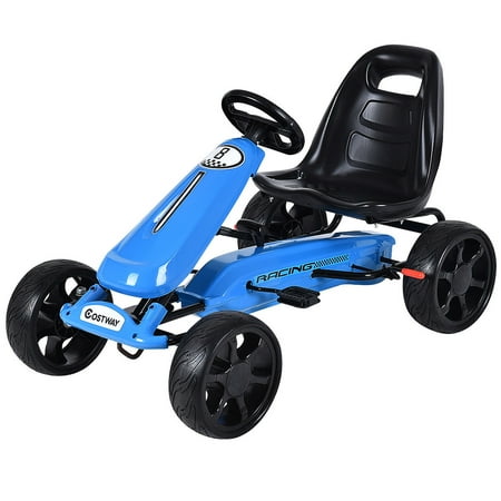 Costway Xmas Gift Go Kart Kids Ride On Car Pedal Powered Car 4 Wheel Racer Toy Stealth