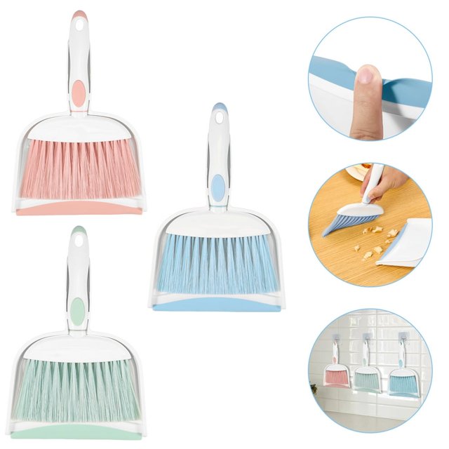 3 Set Mini Dustpan and Brush Set Portable Table Top Cleaning Brush and Dustpan Set Dining Table Crumb Sweeper with Soft Bristles Multipurpose Desktop Keyboard Cleaning Tools for Home