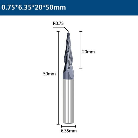 

Tapered Ball Nose End Mill 2 Flute 1/4\ Shank Carbide End Mill Spiral Router Bit