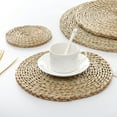 thumbnail image 3 of Pebbuoy Table Placemat Wear-resistant Handwoven Cattail Grass Placemat Heat Resistant Table Mat for Home Decoration, 3 of 6