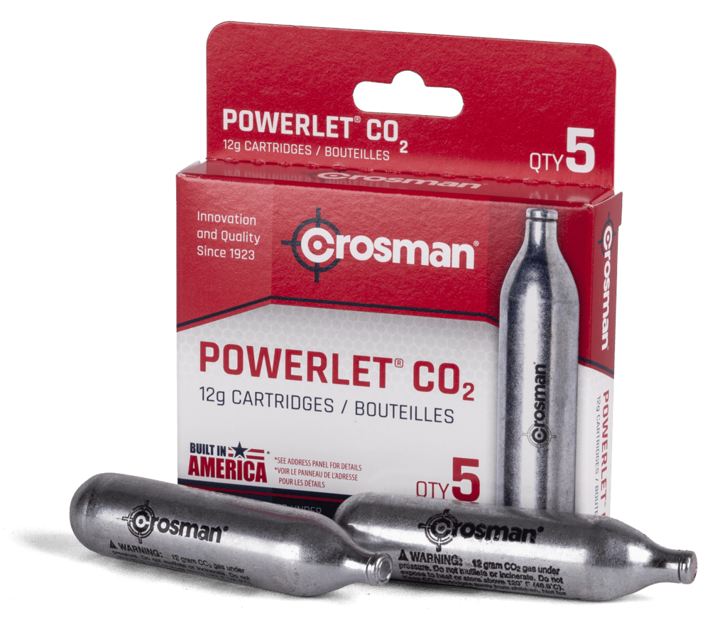 CO2 Cartridge 12g Crosman For Gas Powered Gun Pellet Airsoft Powerlet 5 Count 