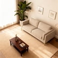 thumbnail image 3 of CRO Decor White Fabric Comfort-Focused Sofa with Wooden Leg Accents, 3 of 10