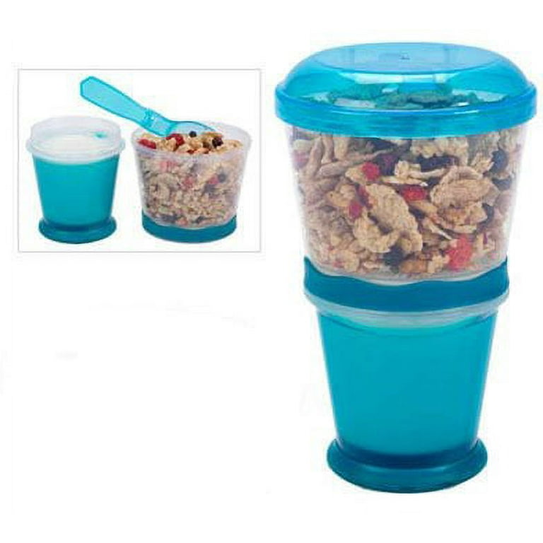 Ermer 2 pcs 20 oz Cereal On The Go Cups Portable Lux Yogurt  Cereal to-Go Container with Top Lid Granola & Fruit Compartment Reusable To- Go Parfait/Snack Cup,random Color,0209: Home & Kitchen