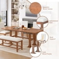 thumbnail image 5 of Harper & Bright Designs Farmhouse Expandable Dining Table Set, 6 Pieces Wood Kitchen Table Set with Removable Leaf and Upholstered Dining Chair and Bench, Brown+Ivory, 5 of 19