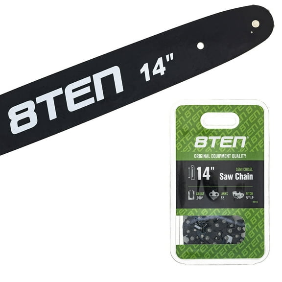8TEN 14" Chainsaw Bar & Chain .050 3/8 52DL for Husqvarna Ryobi MK1010359