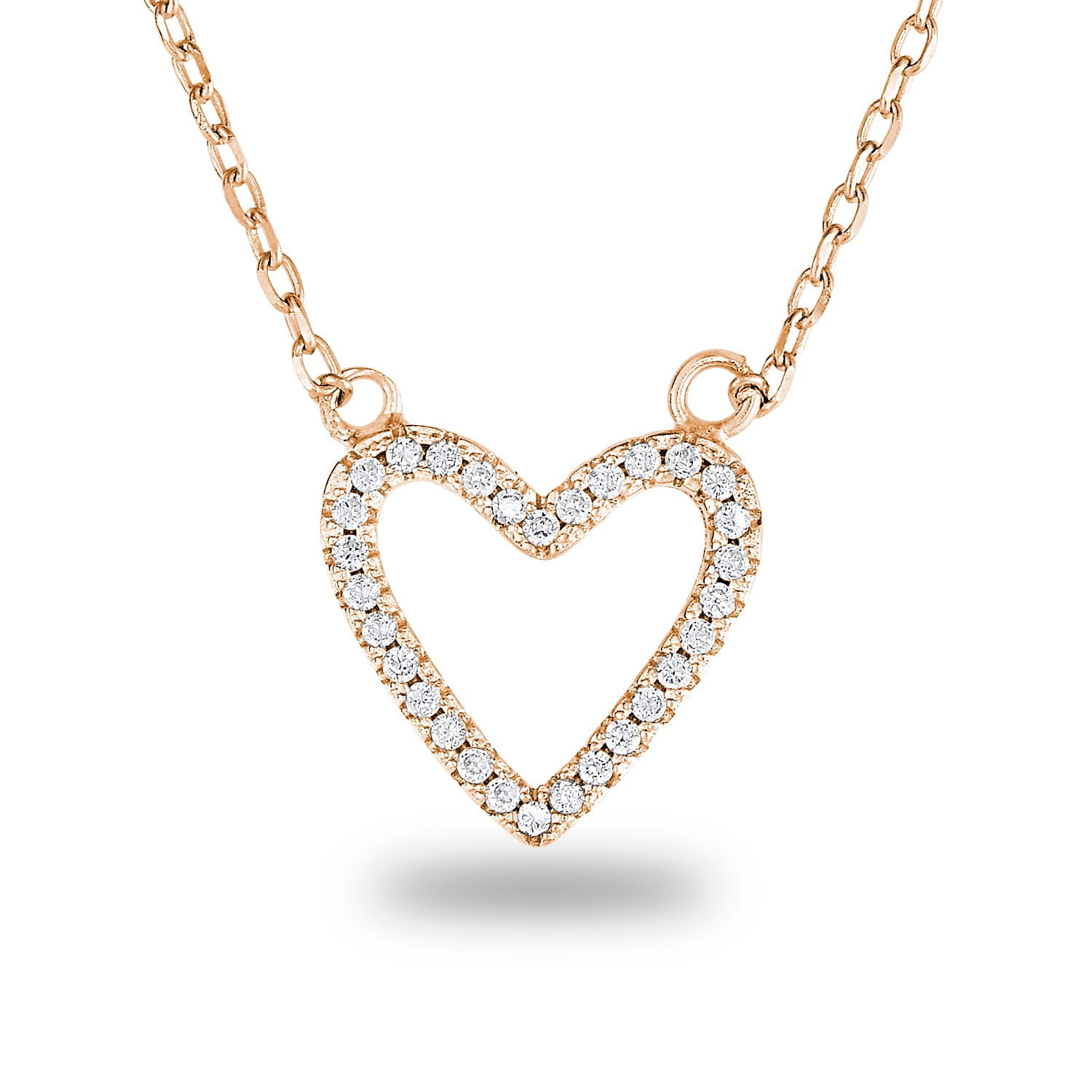 JewelryVolt 925 Sterling Silver CZ Heart Love Pendant Open Heart Adorned with Round Clear CZ JewelryVolt 925 Sterling Silver CZ Heart Love Pendant Open Heart Adorned with Round Clear CZ