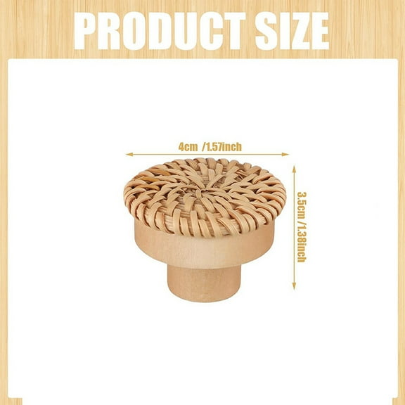 Boho Rattan Dresser Knobs Round Wooden Drawer Knobs Handmade Wicker Woven and Screws for Boho Furniture Knobs 18Pcs