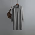 thumbnail image 2 of Diufon Womens Fall Knit Dresses Casual Solid Color Midi Dress Lapel Long Sleeve Dress, 2 of 4