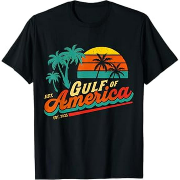 Gildan Retro Gulf Of Us America 2025 American Flag Gulf Mexico Hot Trending T-Shirt Unisex S To 5Xl