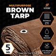 thumbnail image 2 of Multipurpose Protective Cover Brown Poly Tarp 8' x 15' - Durable, Water Resistant, Weather Resistant - 5 Mil Thick Polyethylene - by Xpose Safety, 2 of 8