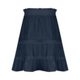 thumbnail image 5 of Aofany Summer Skirt for Women Boho Elastic High Waist Solid Color Ruffle A Line Swing Skirts Casual Beach Short Mini Skirt, 5 of 6